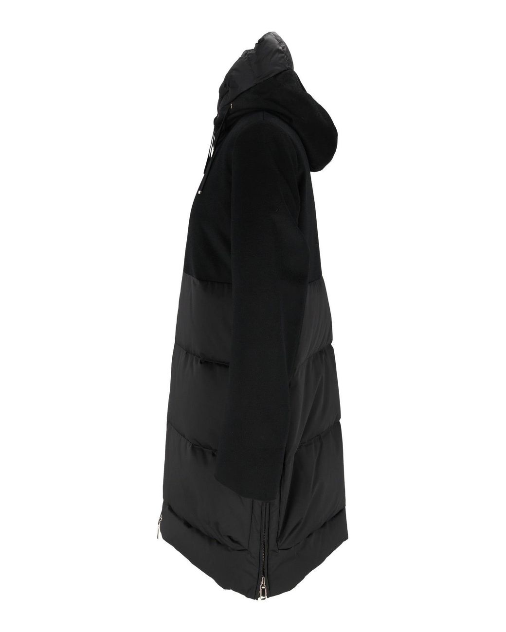 DUNO Black Quilted Hooded Padded Down Jacket