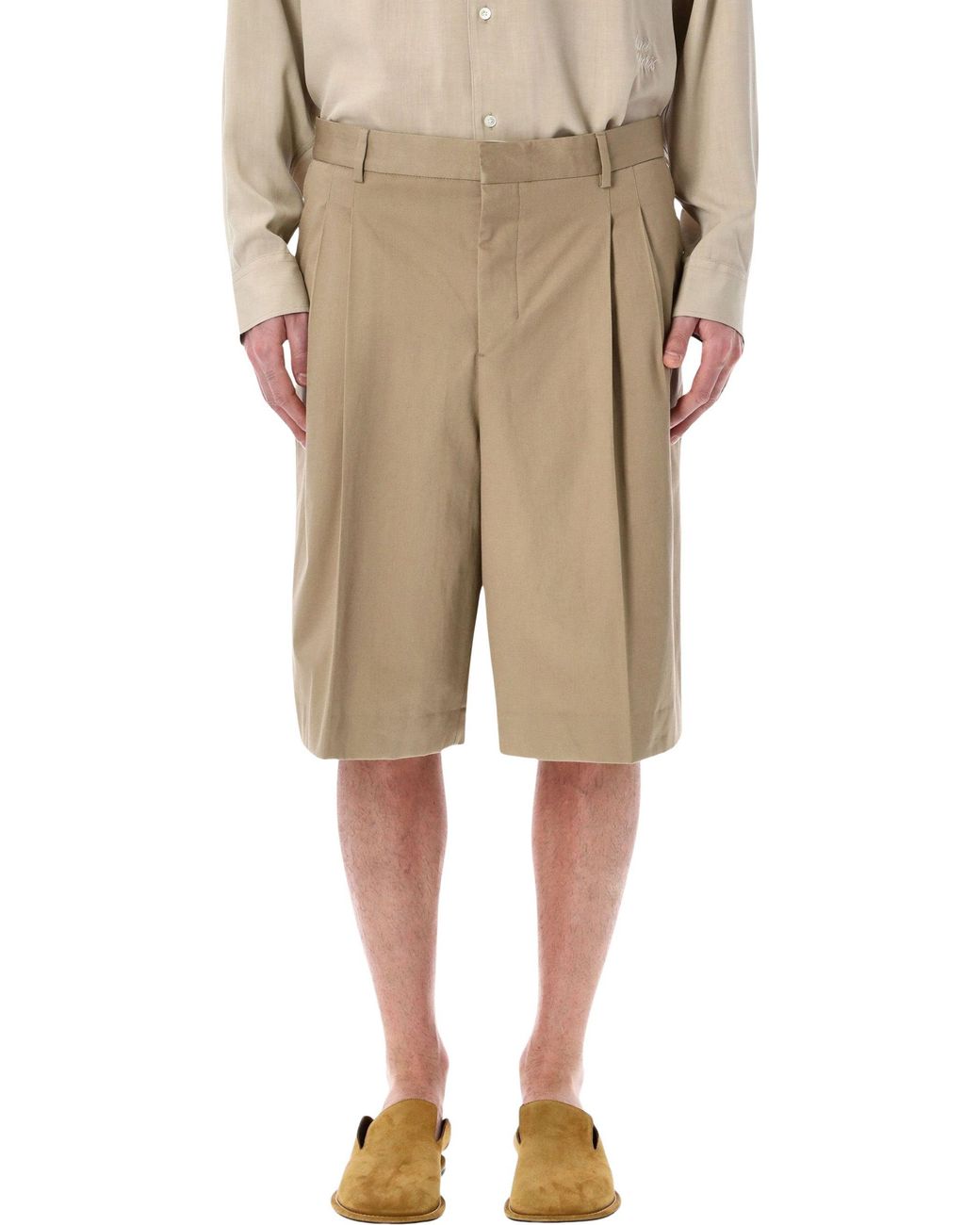 AMI Natural Cotton Wide Bermuda Shorts