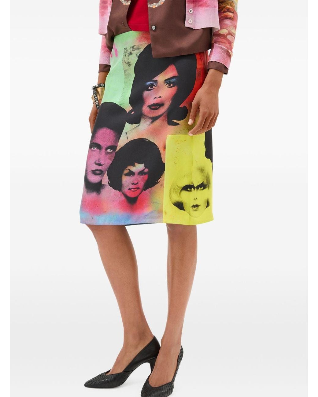 Versace Green Skirt Silk Twill Print "The Party"