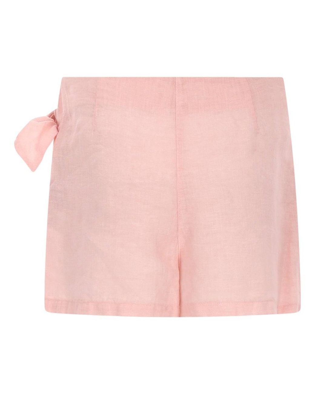 120% Lino Pink Shorts Con Fiocco