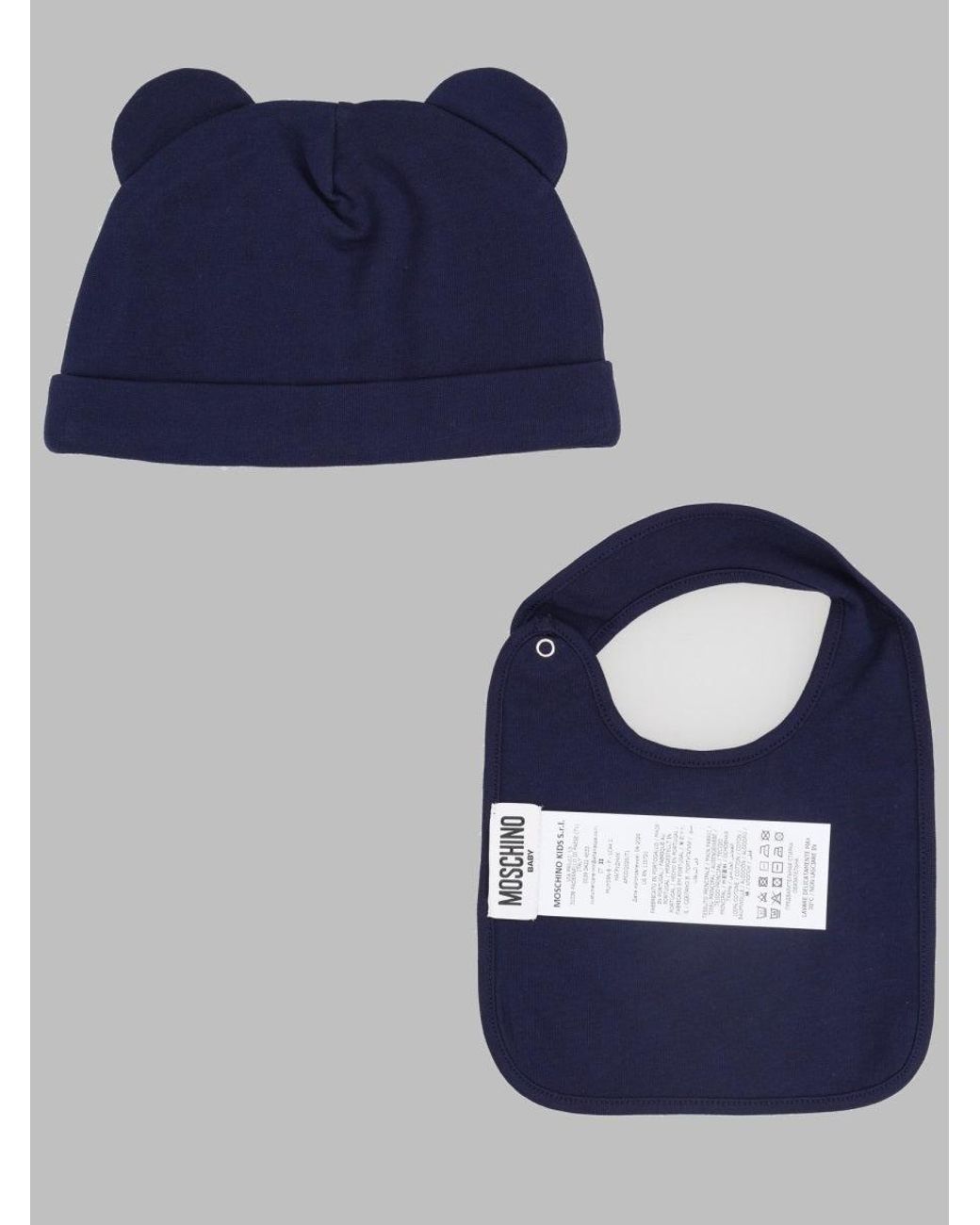 Moschino Blue Hat & Bib Set For Kids