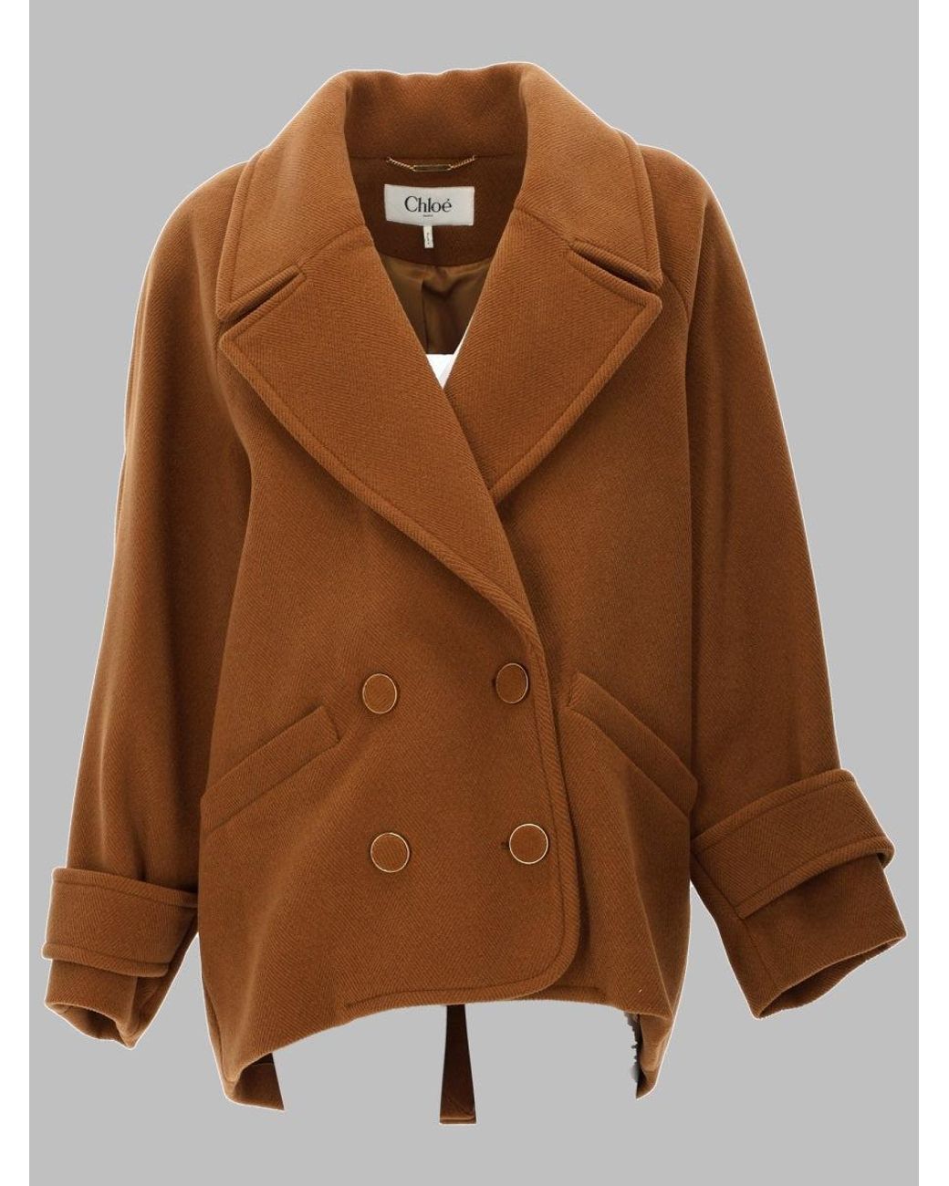 Chloé Brown Wool Double-Breasted Coat