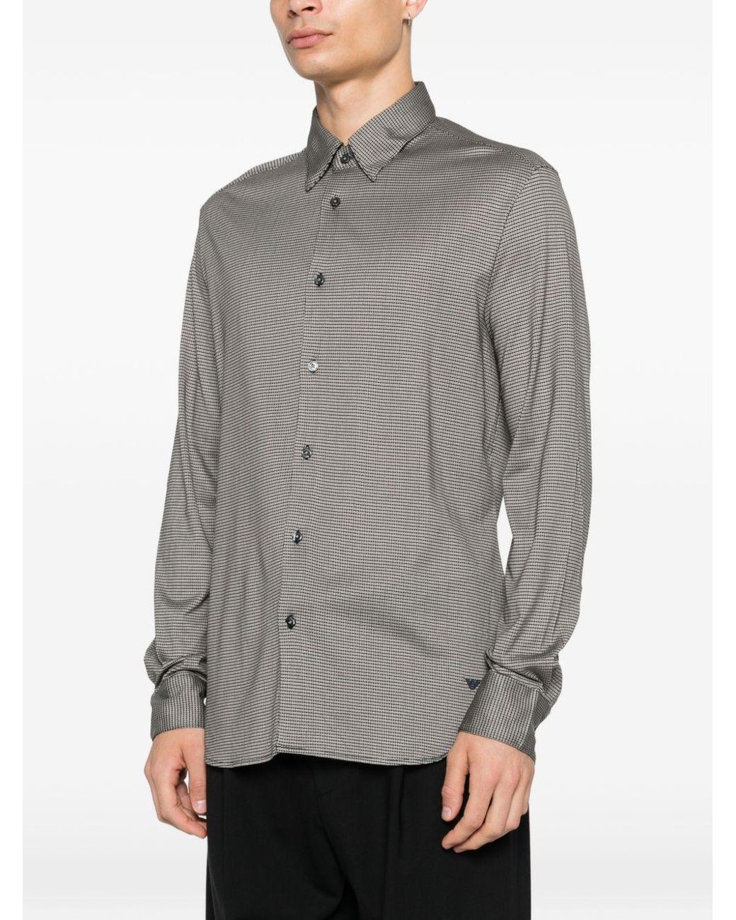Emporio Armani Gray Cotton Blend Shirt for men