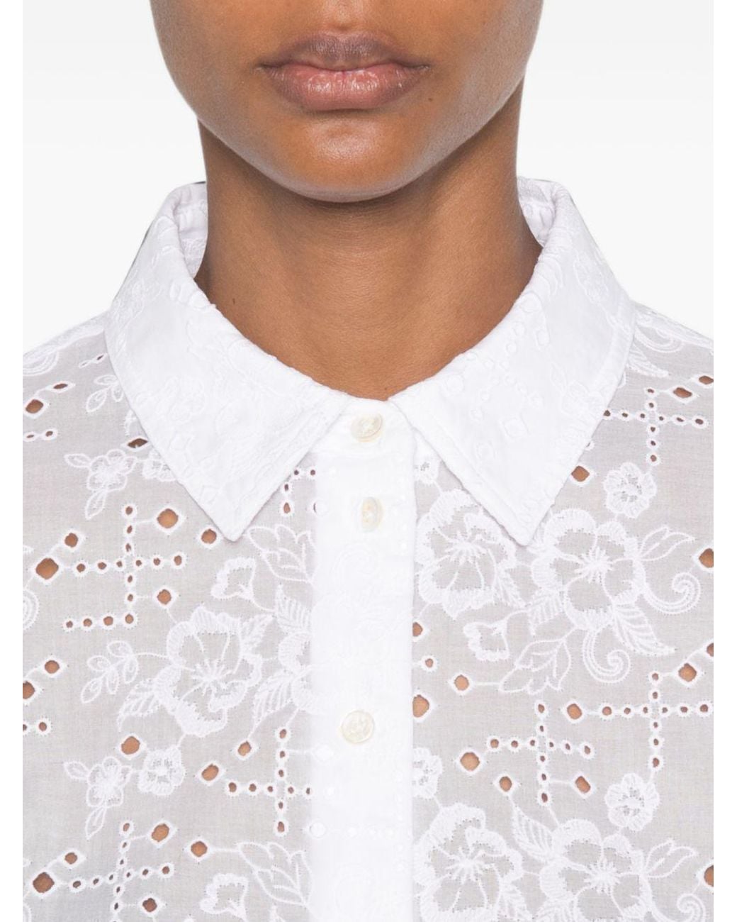 Tory Burch White Eyelet Cotton Blouse