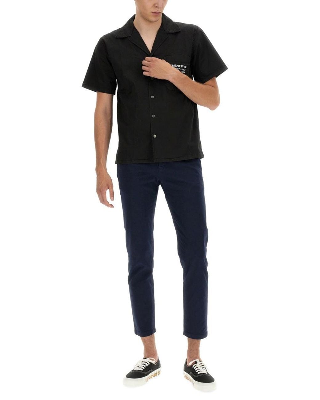 Department 5 Black Hawaiian Shirt With Logo Print for men