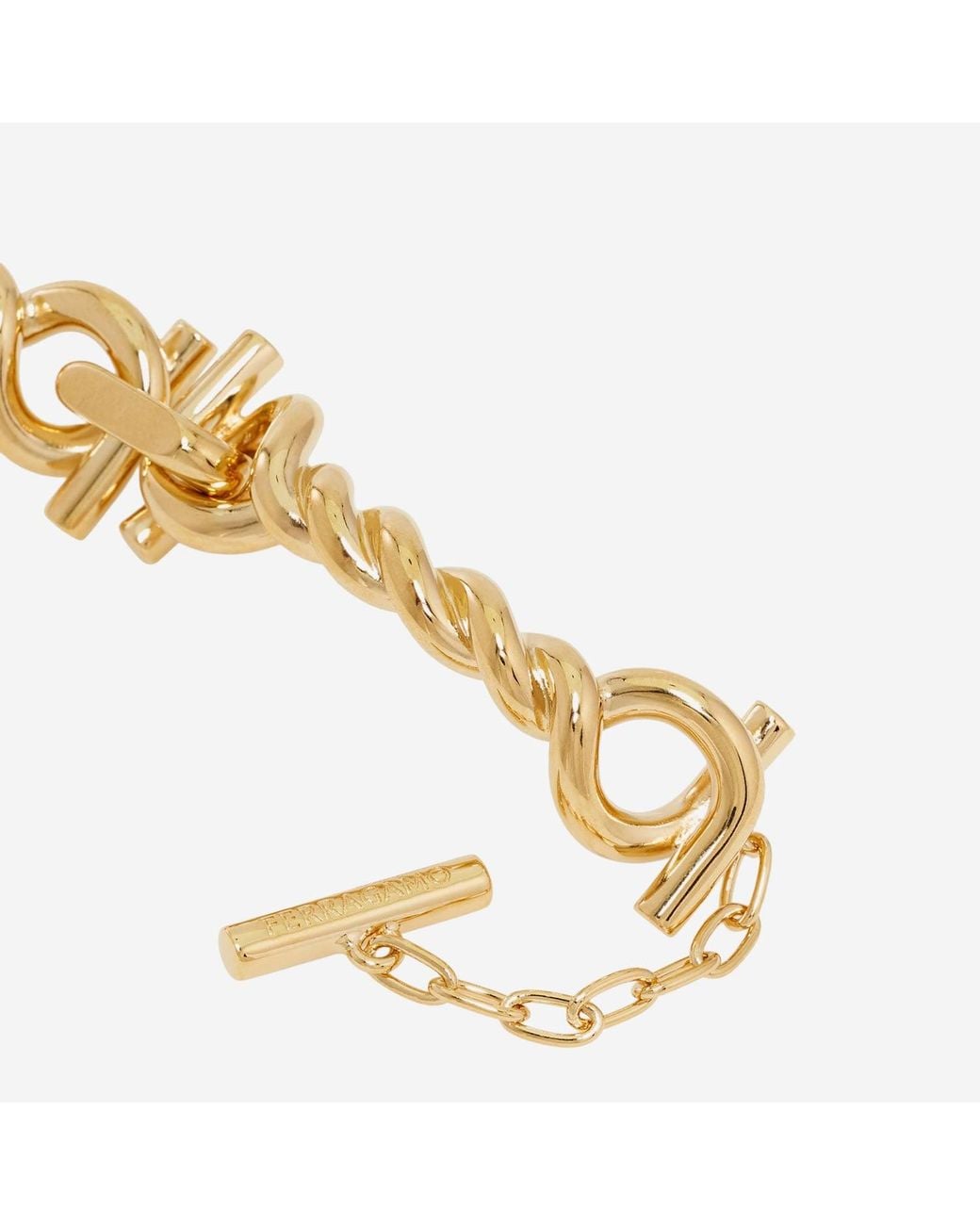 Ferragamo Metallic Necklace Torchon Hook-Tone Brass