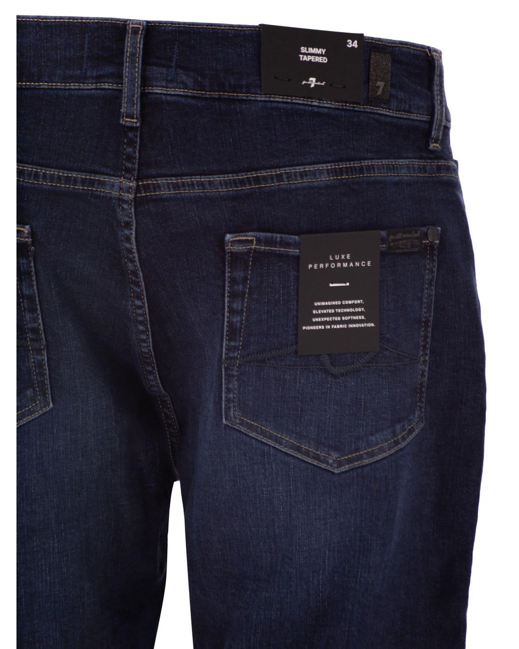 7 For All Mankind Blue Slimmy Tapered Luxe Performance Stretch Denim Jeans