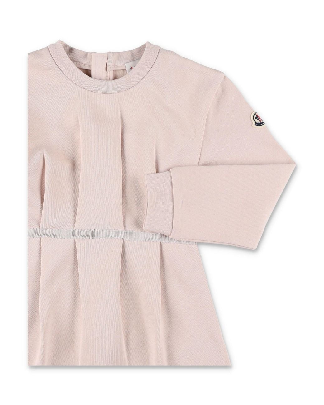 Moncler Pink Baby Girl Sweatshirt Dress With Velvet Waistband Detail