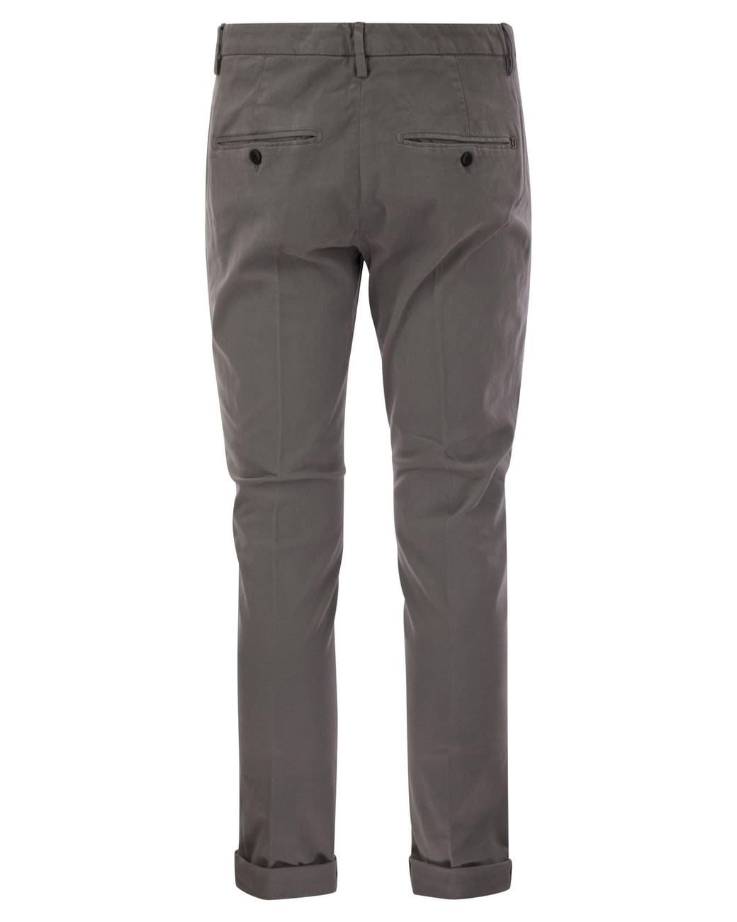 Dondup Gray Gaubert Slim Fit Gabardine Trousers for men