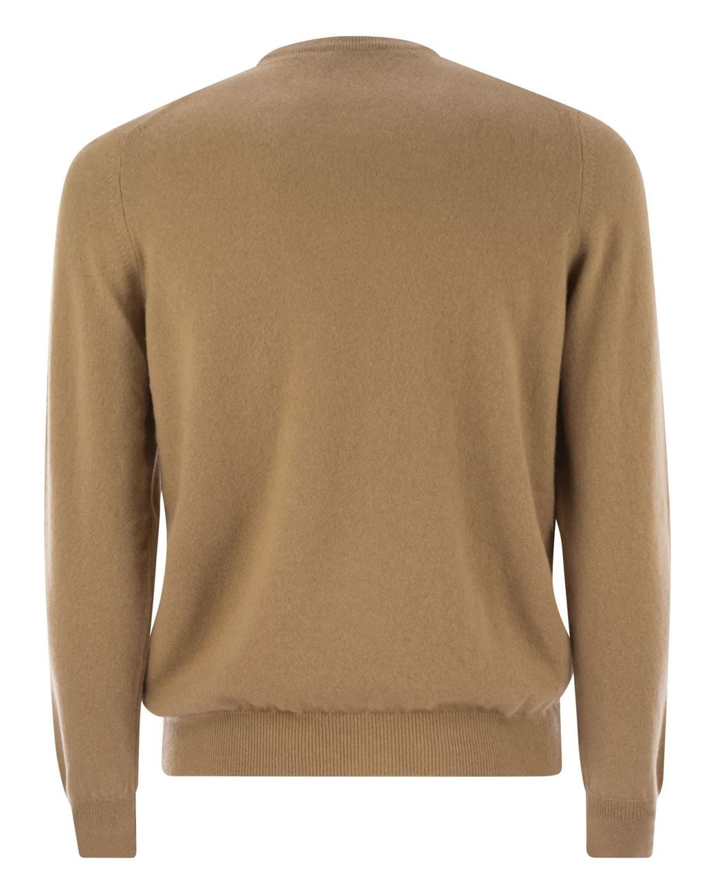 Fedeli Brown Argentina Baby Cashmere Crew Neck Sweater for men