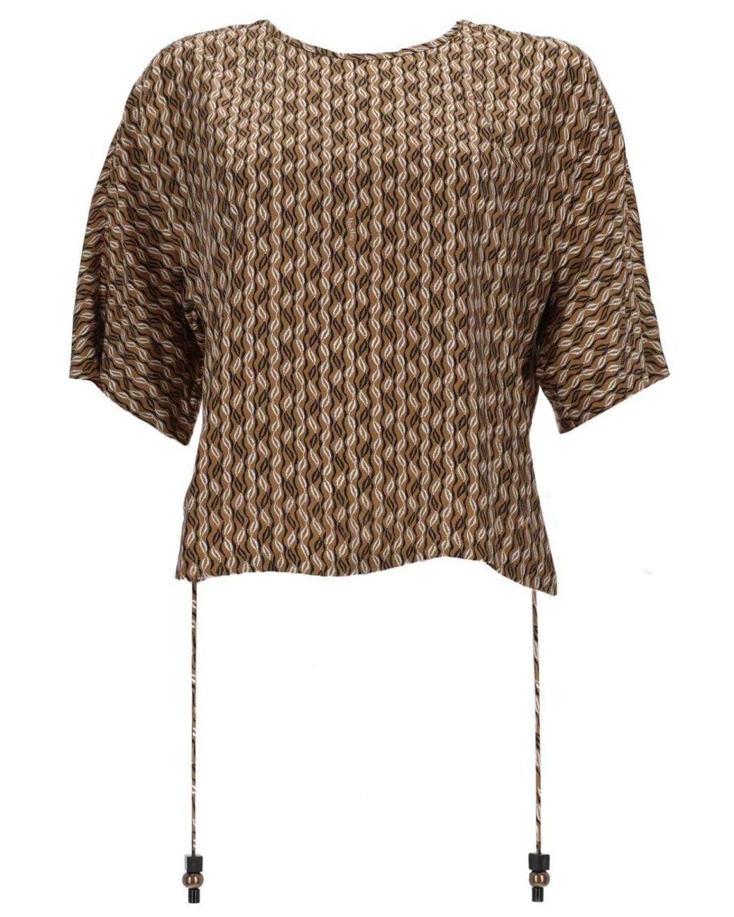 Max Mara Brown Printed Silk Blouse