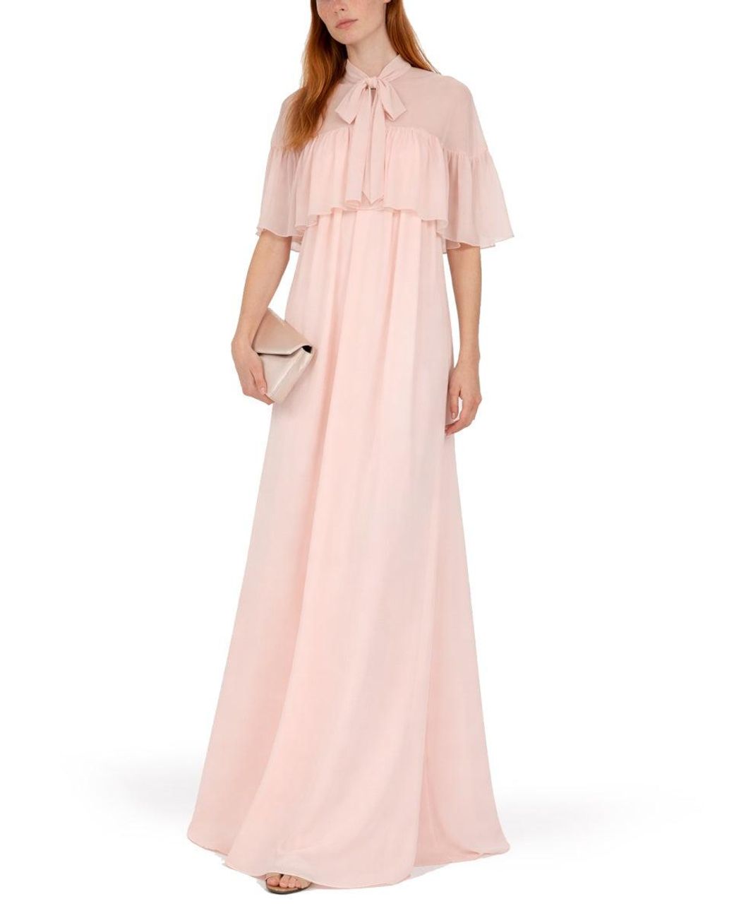 Max Mara Pink Silk Cape With Bow