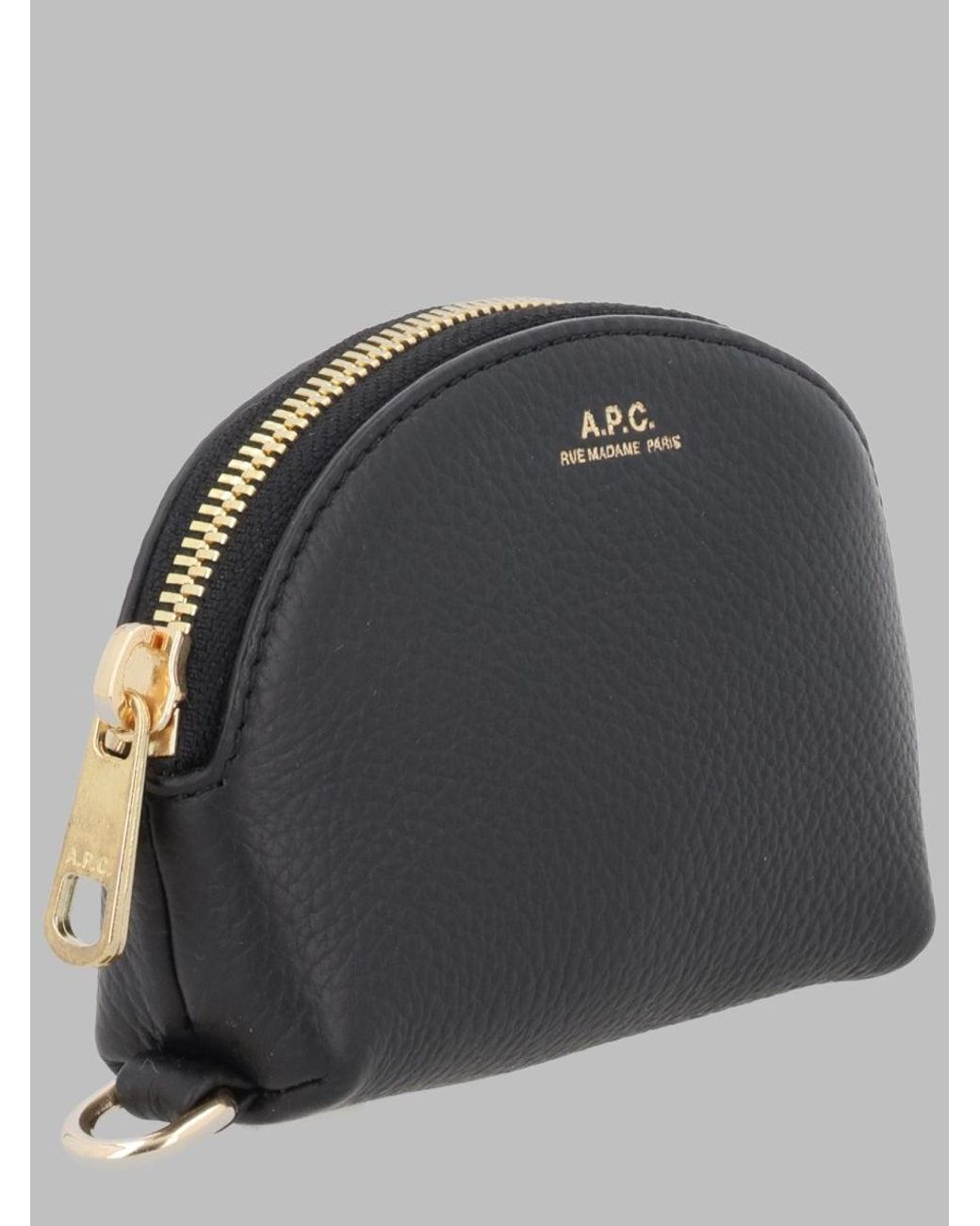 A.P.C. Gray A. P.C. Pebbled Leather Zip Pouch