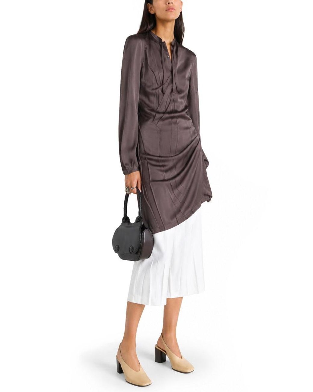 Lemaire Black Round Neck Midi Dress