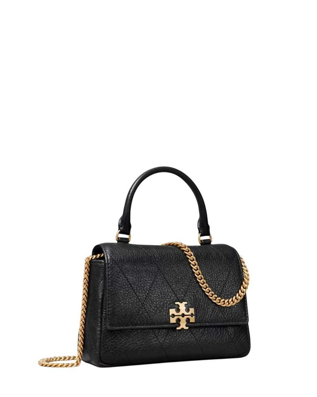 Tory Burch Black Quilted Mini Charlie Bag With Top Handle