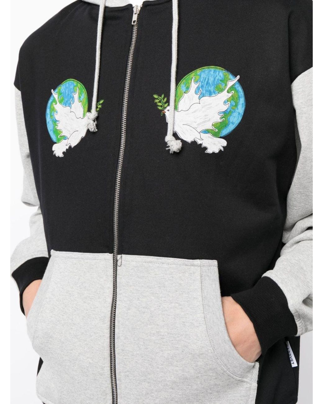Rassvet (PACCBET) Black Dove Peace Zipped Hoodie Knit for men