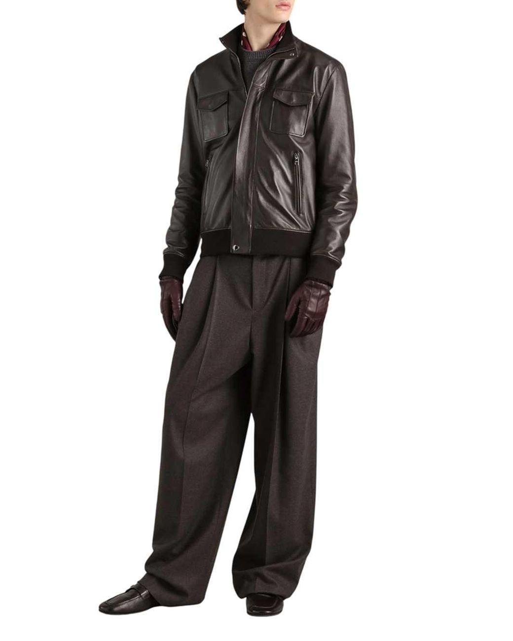 Dolce & Gabbana Black Dolce & Gabbana Lambskin Bomber Jacket