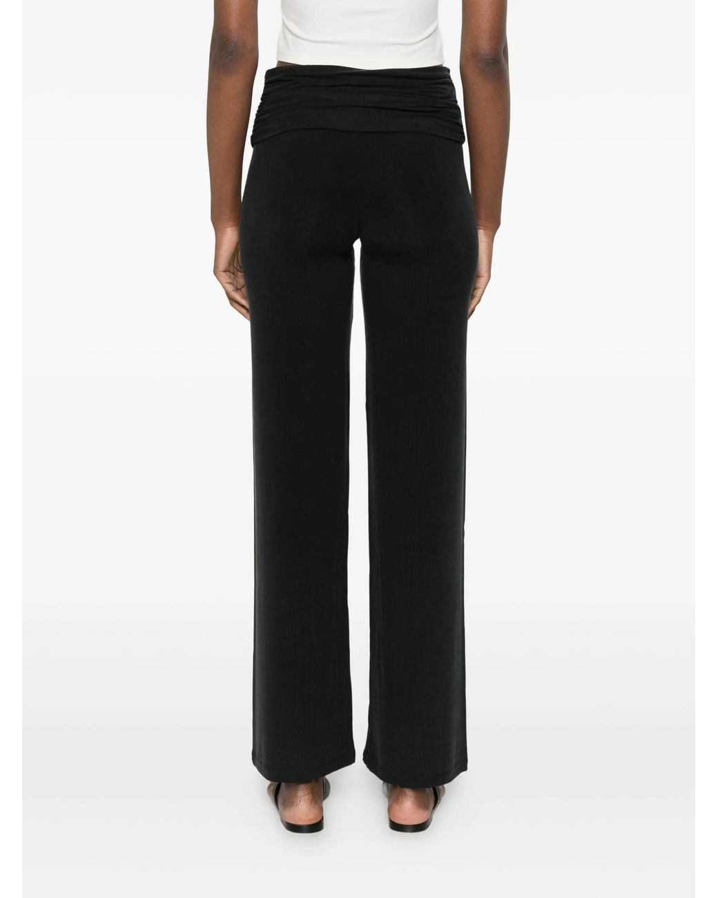AYA MUSE Black Ruched Fold Over Pants