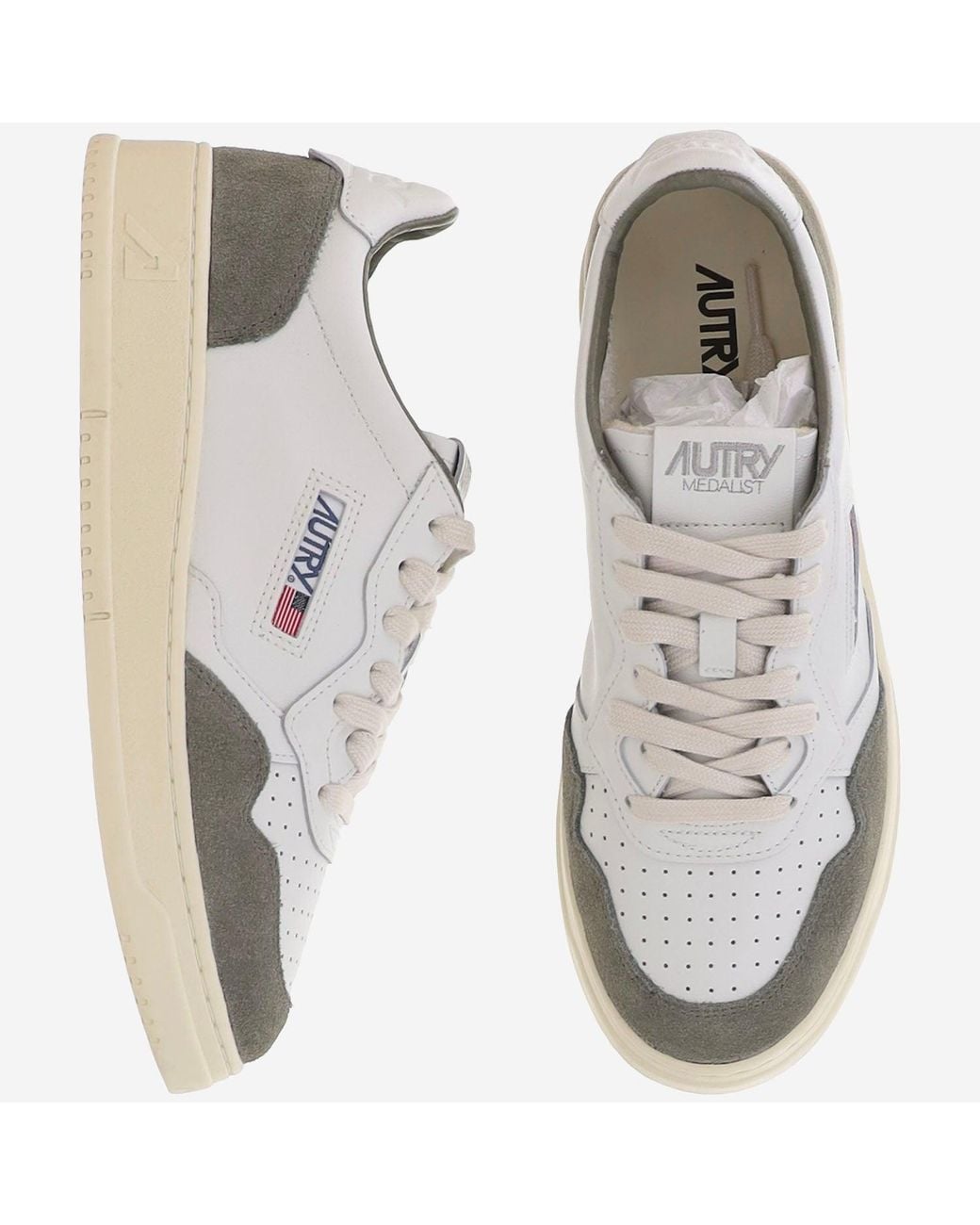 Autry White Leather Sneakers Medalist Low And Rubber Trainers