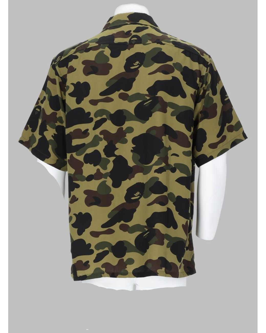A Bathing Ape Green Camouflage Patch Logo Short-Sleeve Shirt for men