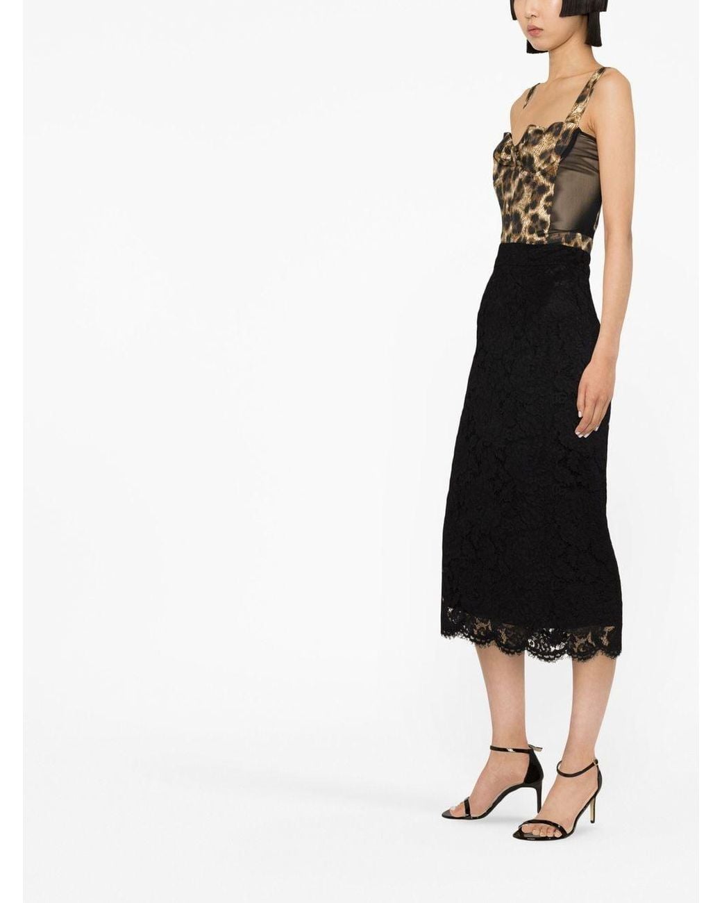 Dolce & Gabbana Black Lace Midi Skirt