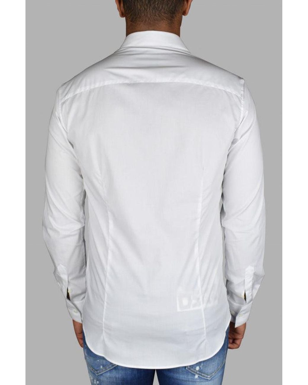Philipp Plein White Diamond Cut Ls Iconic Shirt for men