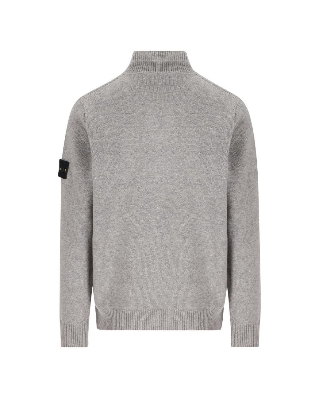 Stone Island Gray Wool Turtle-Neck Sweater