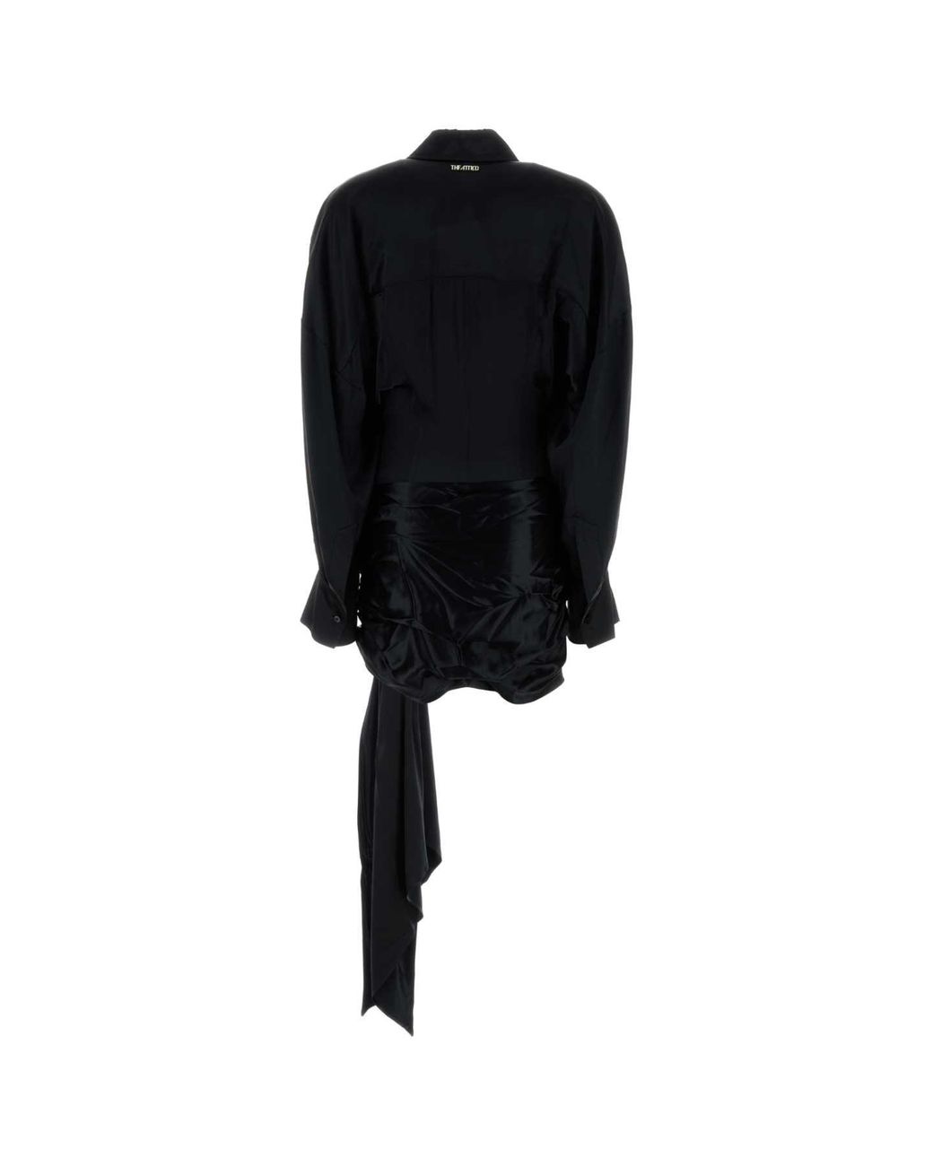 The Attico Black Satin Shirt Dress