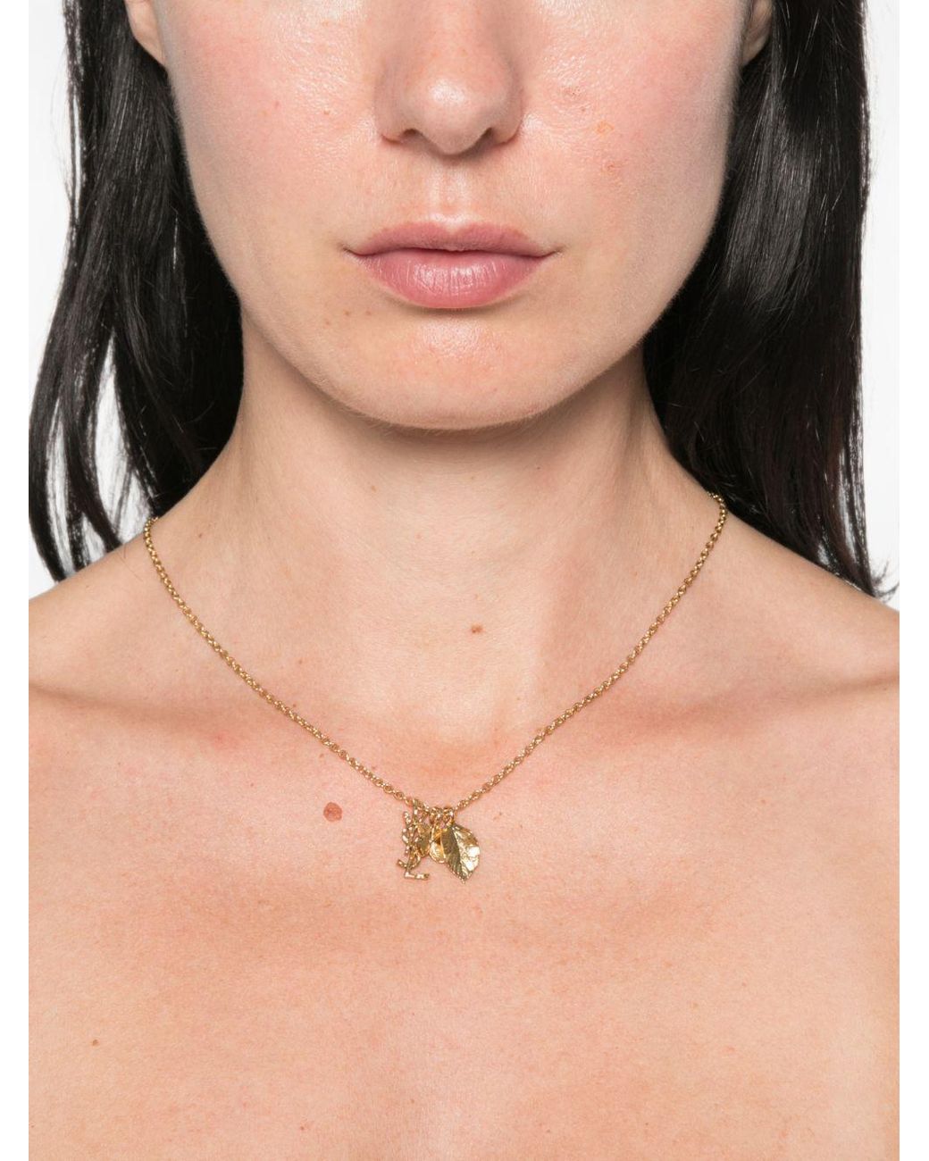 Saint Laurent White Cassandre Flower Necklace