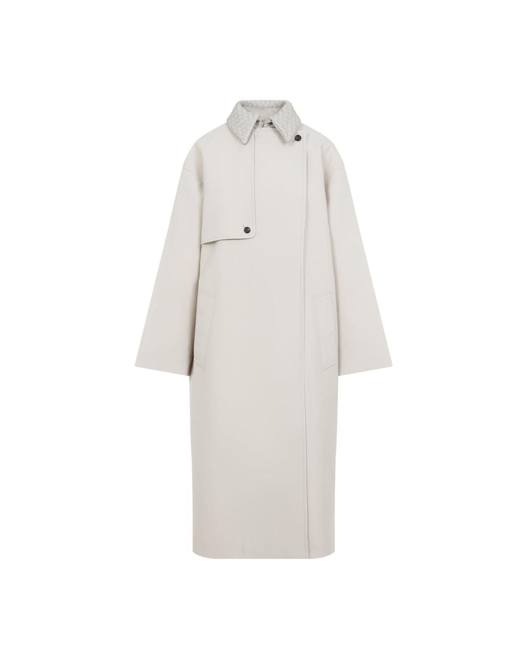 Bottega Veneta White Wool Cotton Striped Coat
