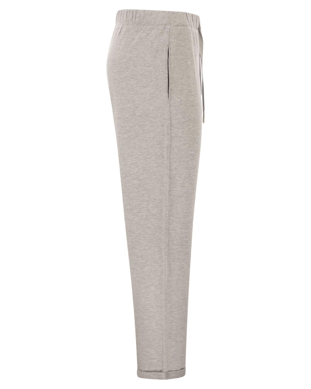 Majestic Gray Stretch Viscose Jogger Trousers With Drawstring Waist