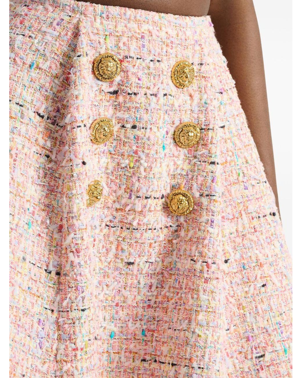 Balmain Pink Tweed Mini Skirt