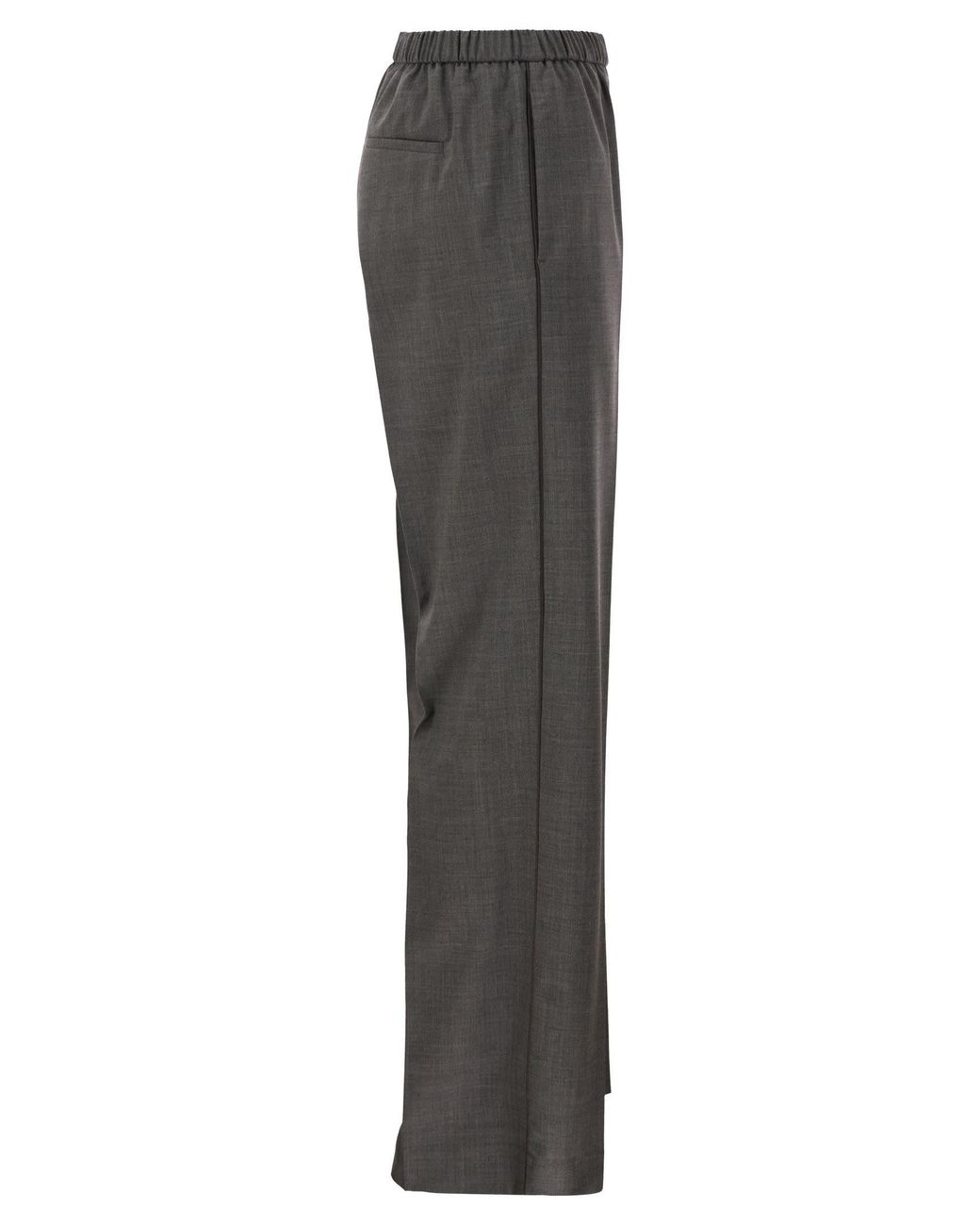 Peserico Gray Stretch Wool Trousers With Elasticated Waistband