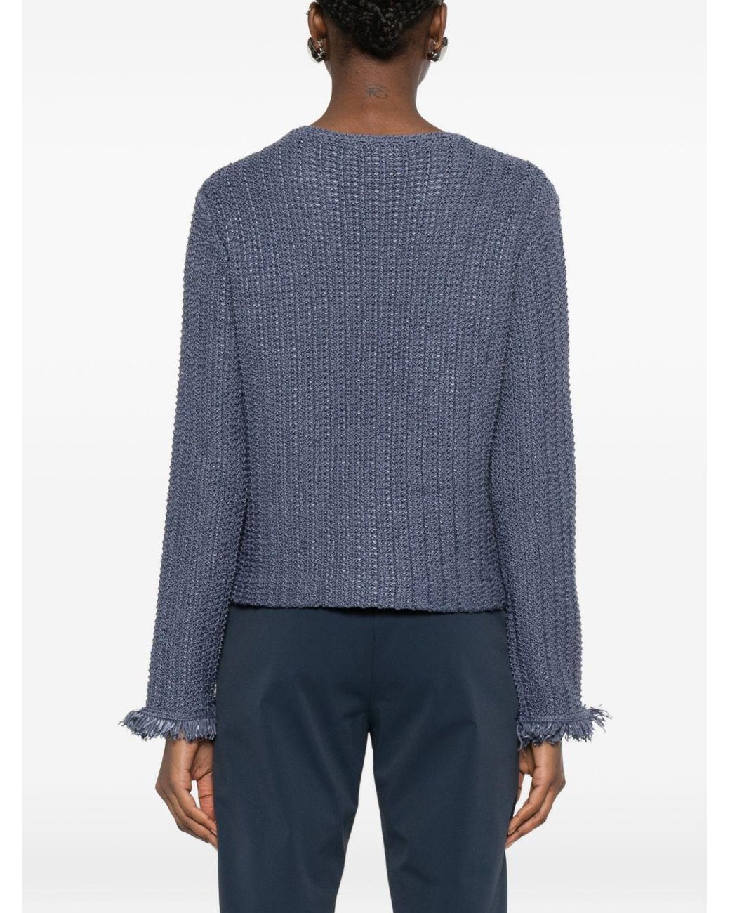 Emporio Armani Blue Cotton Blend Blazer Jacket