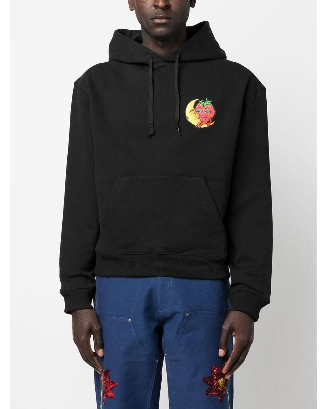Sky High Farm Black Printed Cotton Hoodie for men