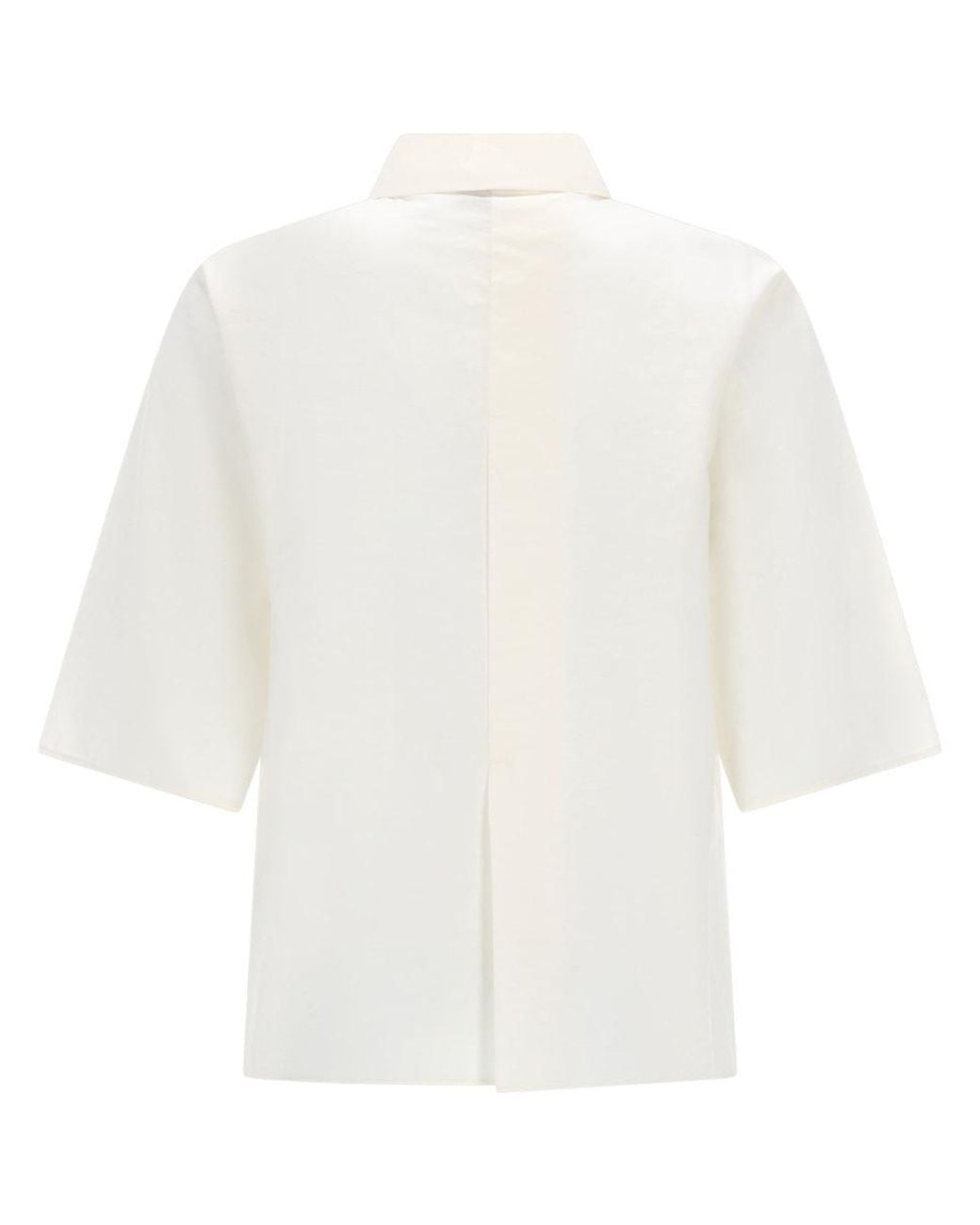 Alysi White Camicia Cropped In Seta