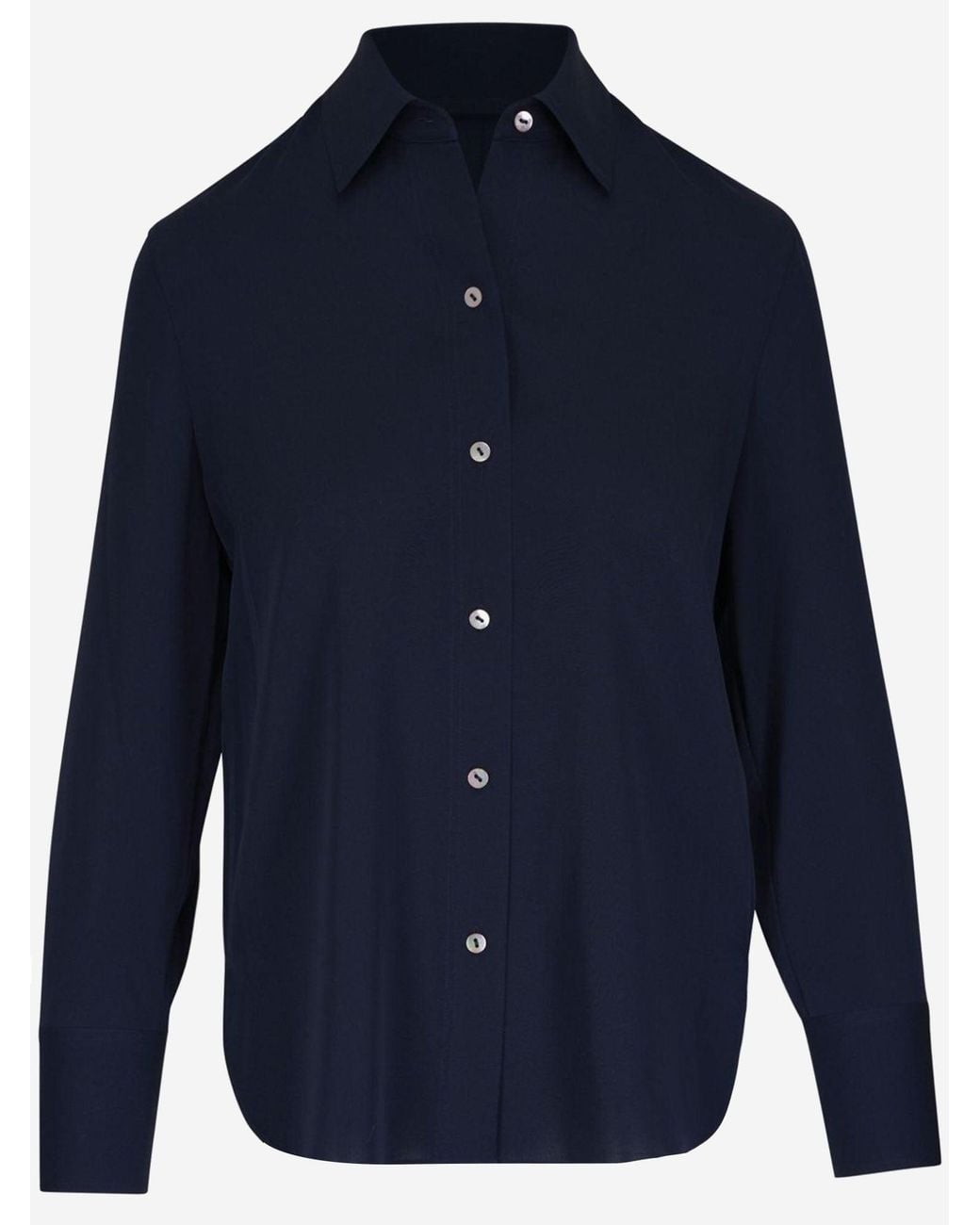 Vince Blue Stretch Silk Shirt