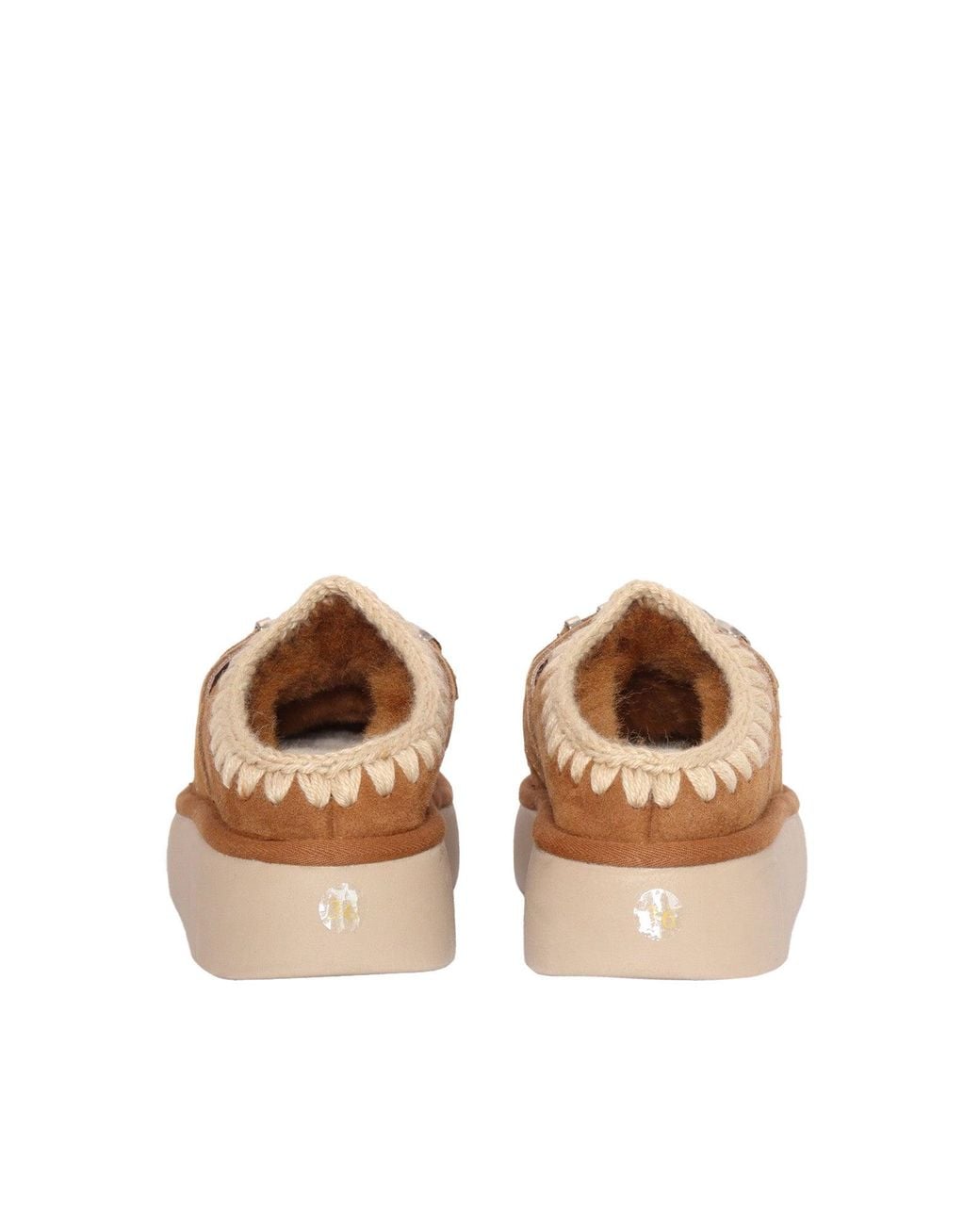 Mou Brown Bounce Clog Suede Letter Logo