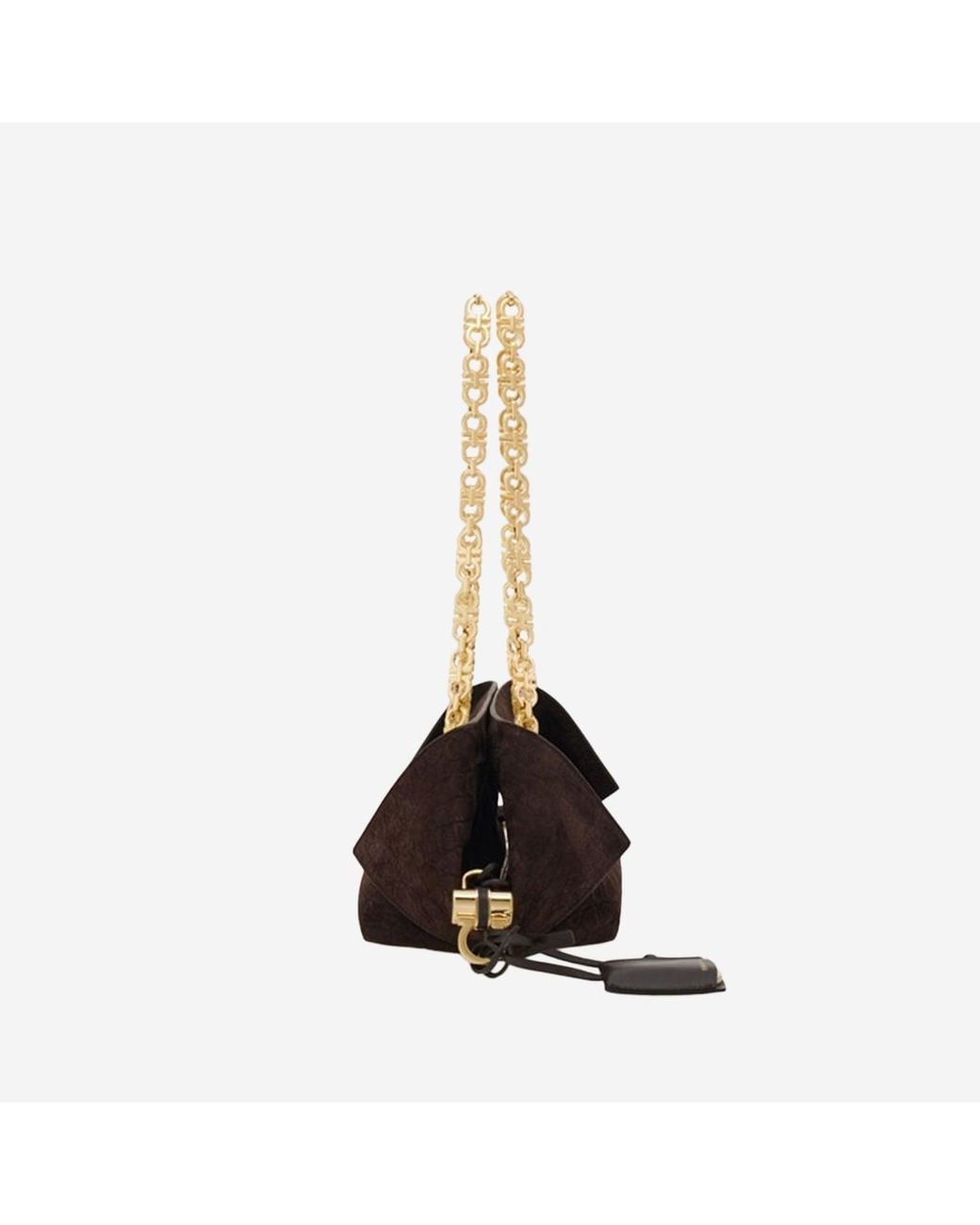 Ferragamo Brown Suede Shoulder Bag