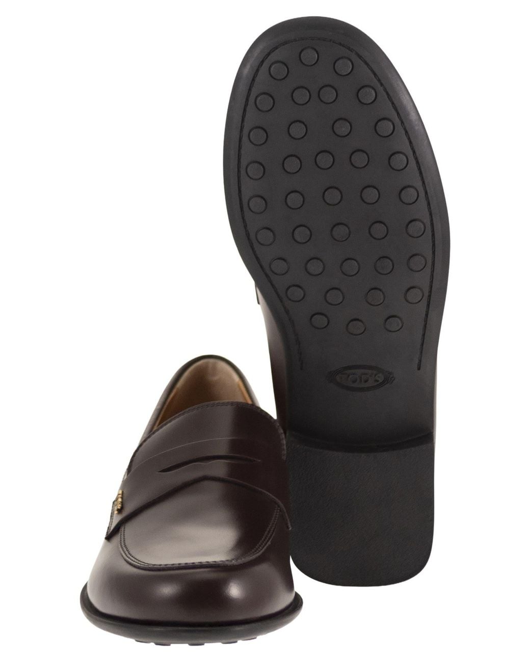 Tod's Brown Calfskin Leather Loafers With Logo Detail