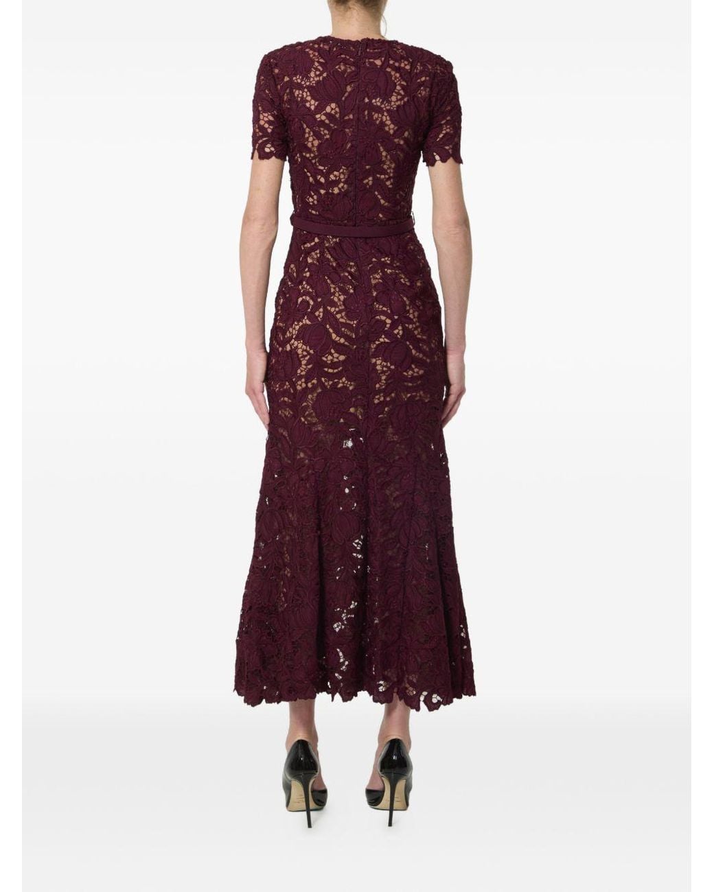 Self-Portrait Purple Burgundy Lace Midi Dress