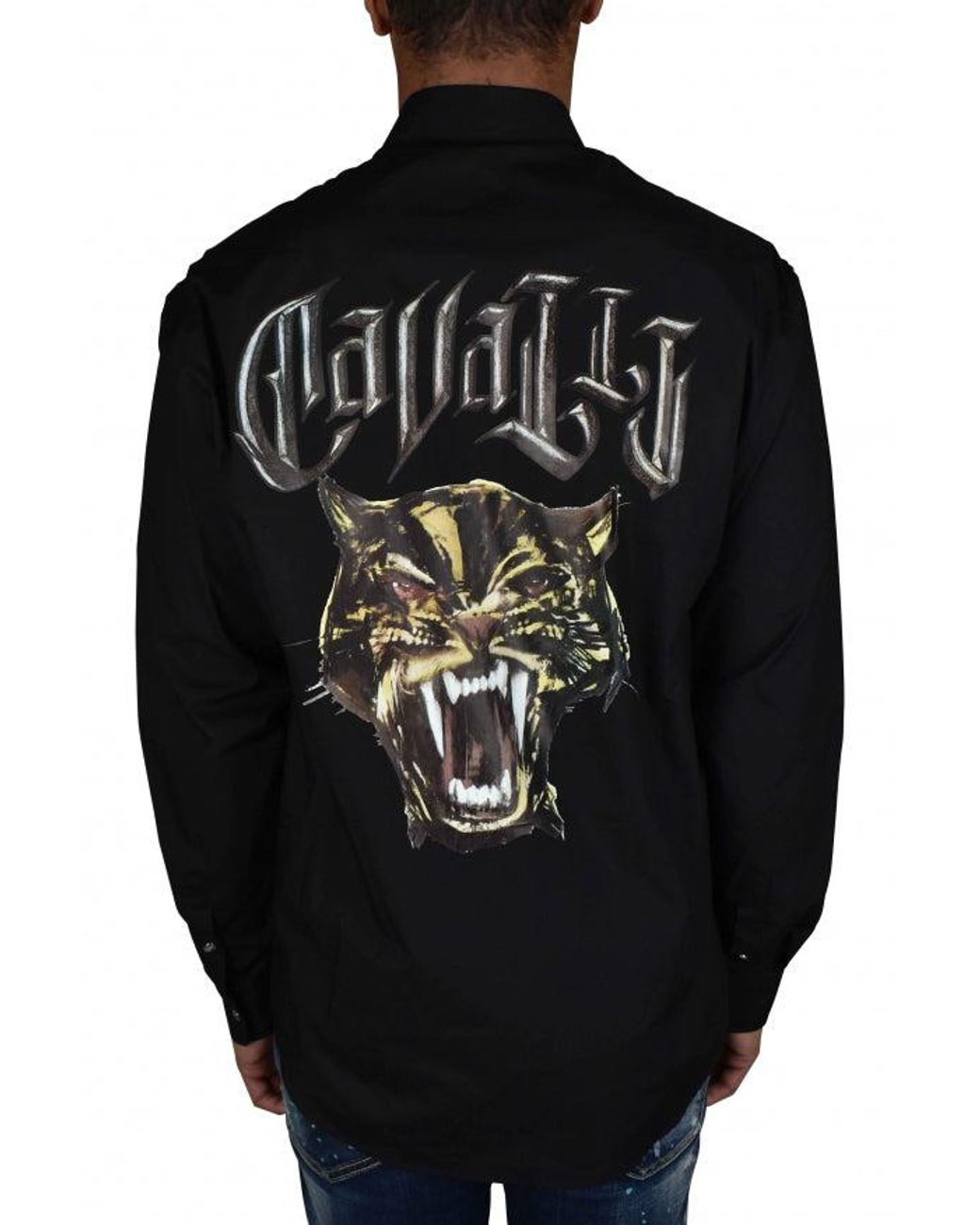 Roberto Cavalli Black Tiger Print Casual Shirt for men