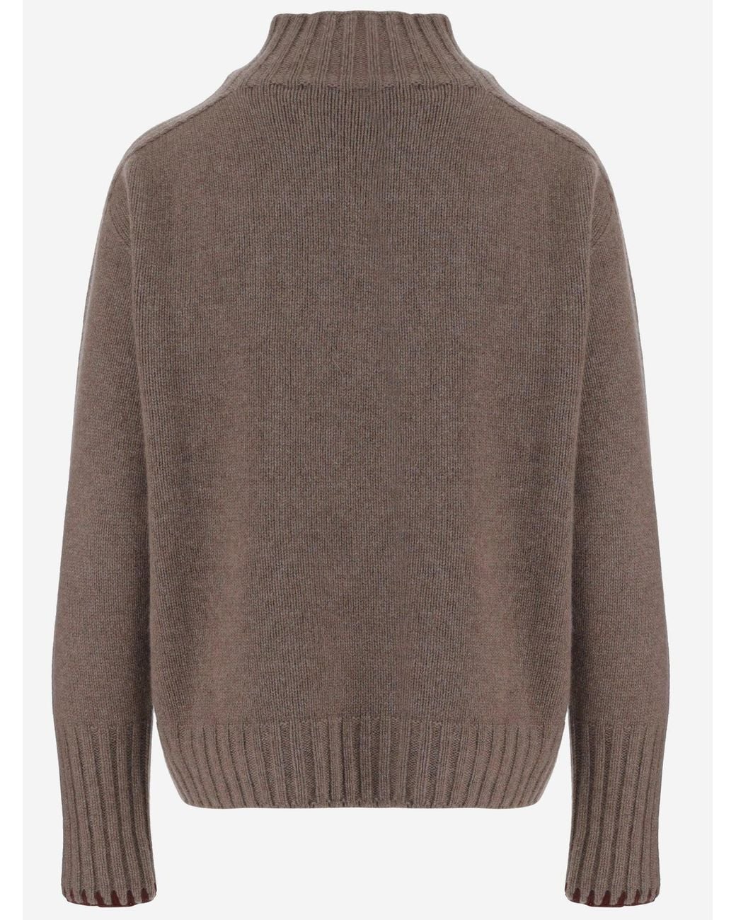 Oliver Lattughi Brown High Neck Sweater Cashmere