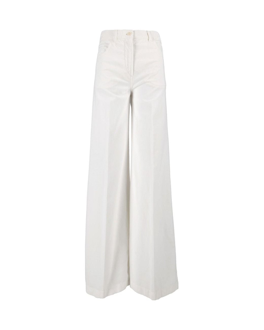 Aspesi White High-Waist Minimalist Wide-Leg Pants