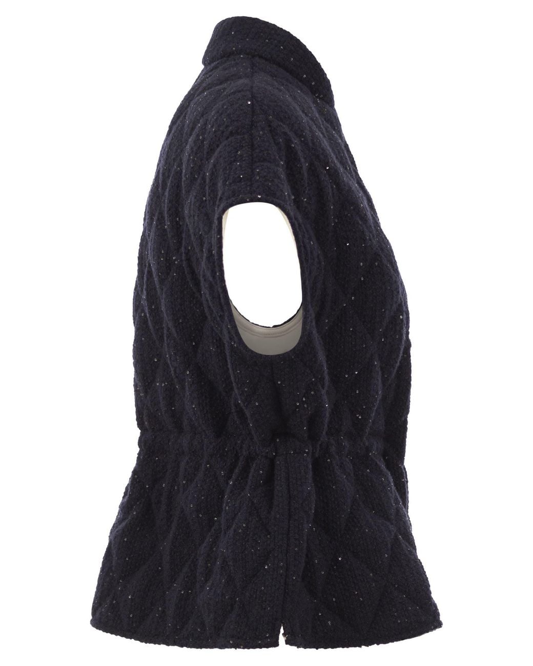 Fabiana Filippi Blue Quilted Virgin Wool, Silk And Cashmere Gilet With Sequins