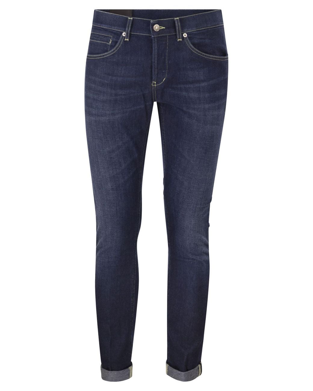 Dondup Blue George Skinny Fit Stretch Denim Jeans With Contrast Stitching
