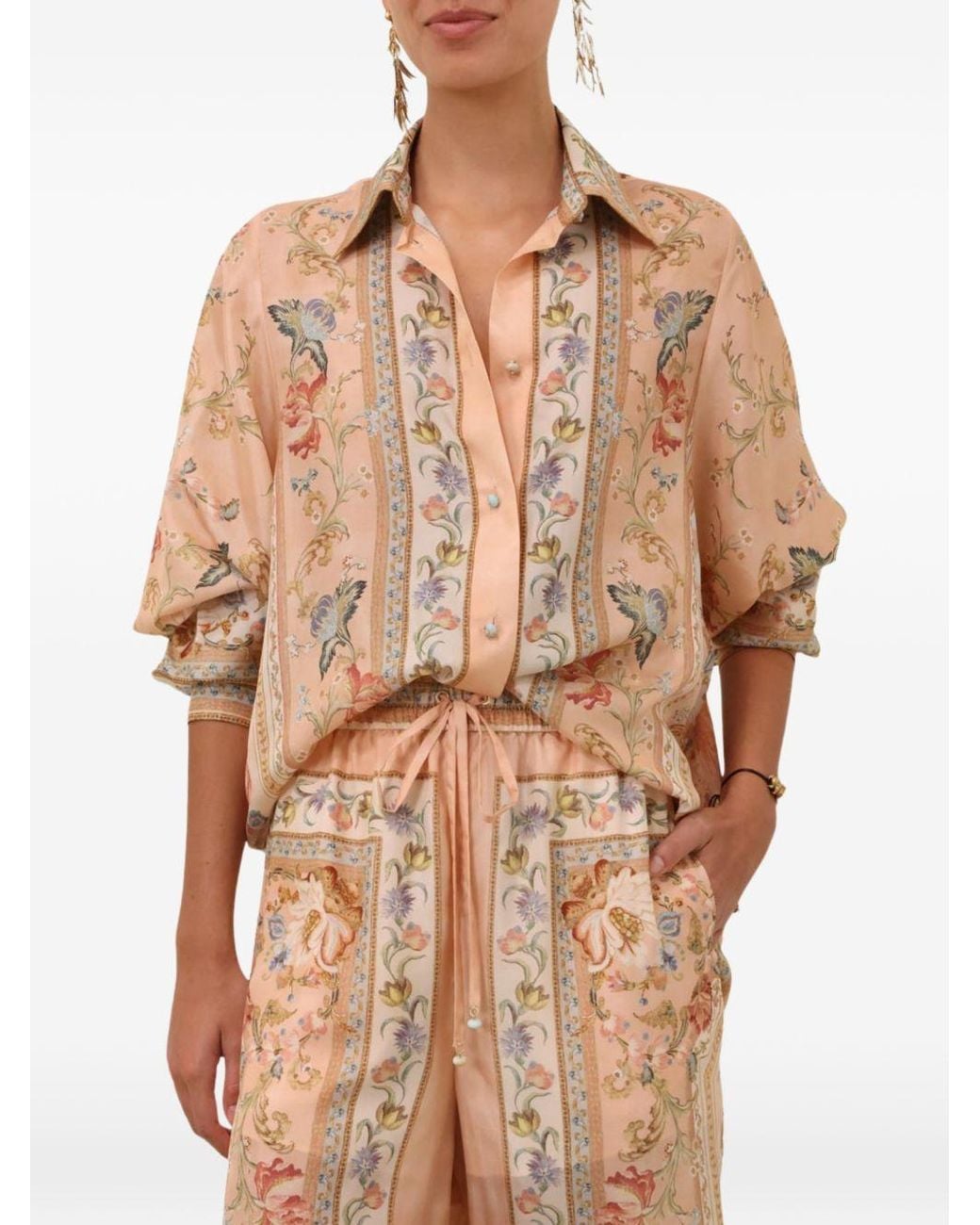 Zimmermann Natural Roselight Silk Shirt