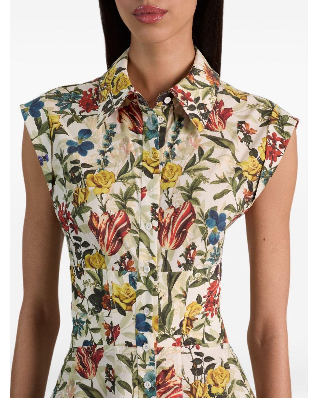 Alice + Olivia White Printed Cotton Mini Dress