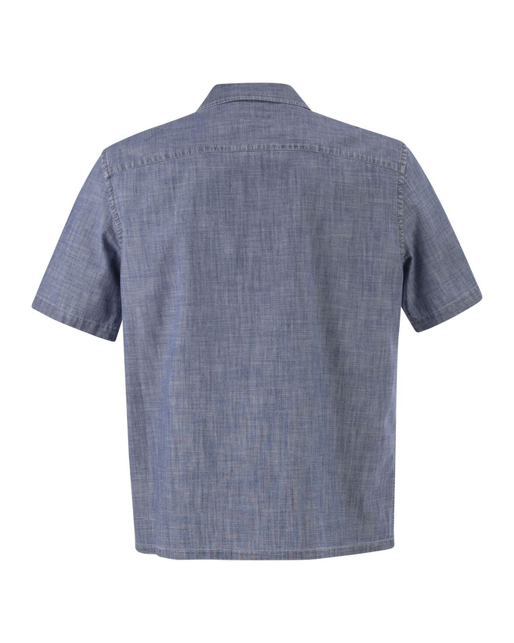 Peserico Blue Lightweight Cotton Chambray-Effect Short-Sleeve Shirt for men