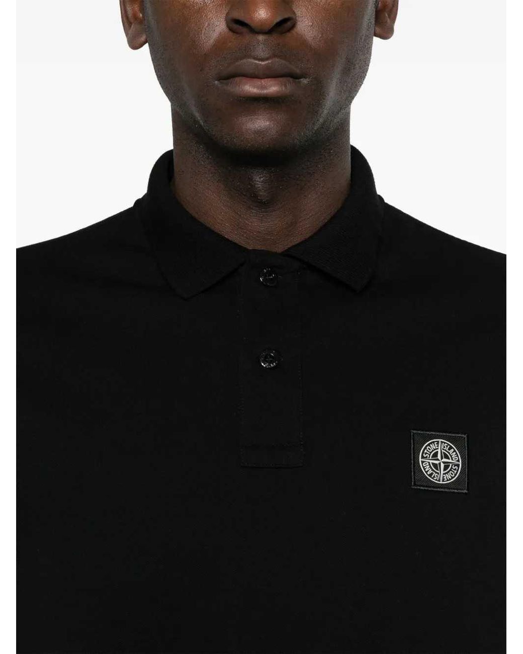 Stone Island Black Logo Patch Polo Shirt